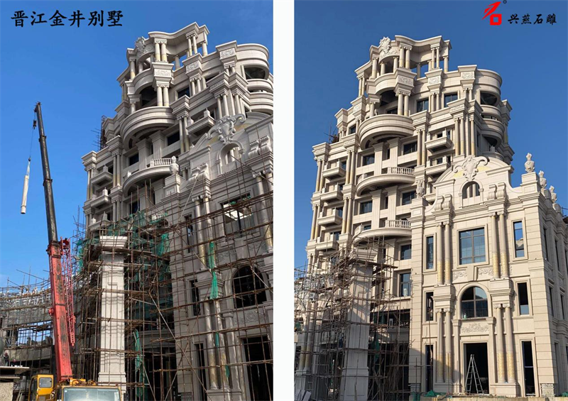 صنایع دستی حکاکی سنگی Xingyan مدلی را برای دیوار بیرونی Jinjiang Jinjing Villa ایجاد می کند